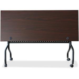 Lorell Mahogany Flip Top Training Table - For - Table TopRectangle Top - Four Leg Base - 4 Legs x 60" Table Top Width x 23.60" Table Top Depth - 29.50" Height x 59" Width x 23.63" Depth - Assembly Req. Picture 3