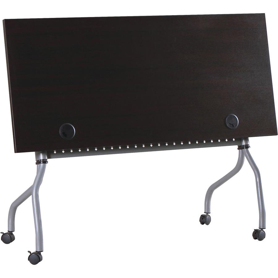 Lorell Flip Top Training Table - Rectangle Top - Four Leg Base - 4 Legs x 48" Table Top Width x 23.50" Table Top Depth - 29.50" Height x 47.25" Width x 23.63" Depth - Assembly Required - Espresso, Sil. Picture 5