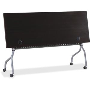 Lorell Flip Top Training Table - Rectangle Top - Four Leg Base - 4 Legs x 72" Table Top Width x 23.50" Table Top Depth - 29.50" Height x 70.88" Width x 23.63" Depth - Assembly Required - Espresso, Sil. Picture 9