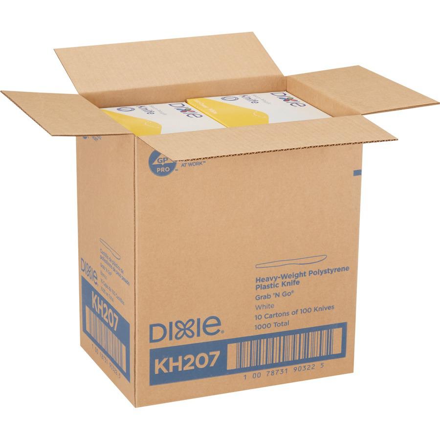 Dixie Heavyweight Disposable Knives Grab-N-Go by GP Pro - 100 / Box - 10/Carton - Knife - 1000 x Knife - White. Picture 5