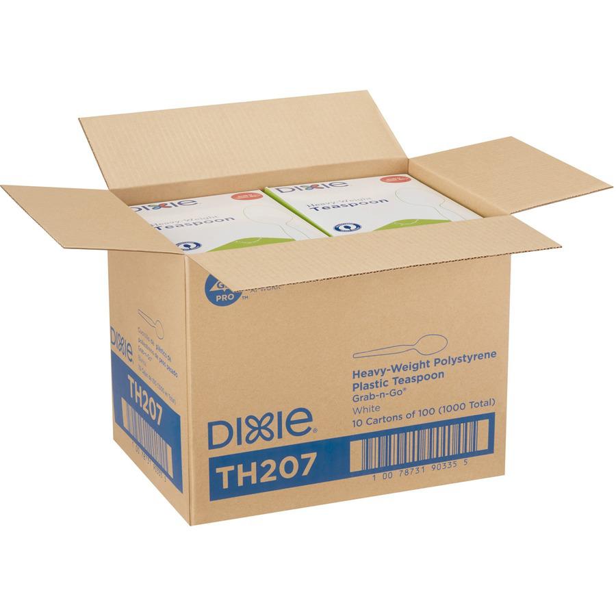 Dixie Heavyweight Disposable Teaspoons Grab-N-Go by GP Pro - 100 / Box - 10/Carton - Teaspoon - 1000 x Teaspoon - White. Picture 4