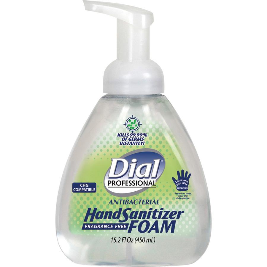 Dial Professional Hand Sanitizer Foam - 15.2 fl oz (449.5 mL) - Pump Bottle Dispenser - Kill Germs - Hand - Moisturizing - Clear - Fragrance-free - 4 / Carton. Picture 3