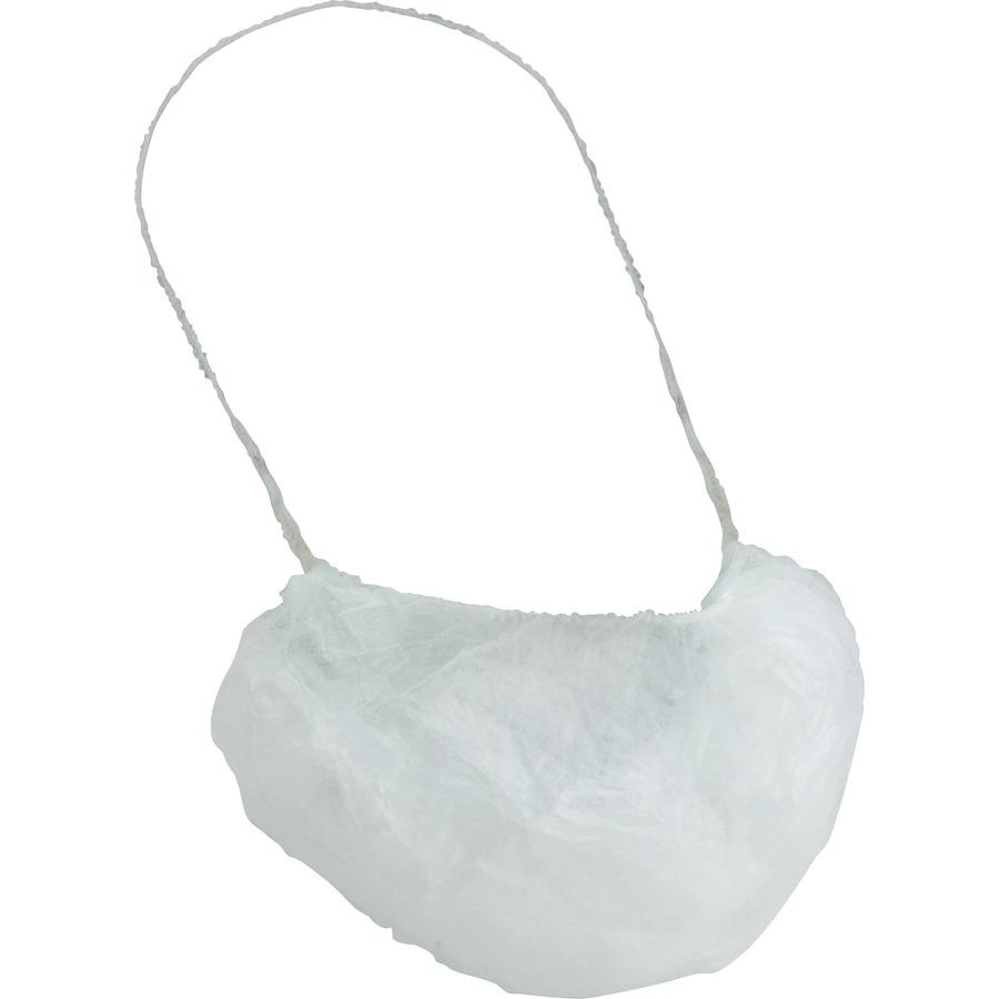 Genuine Joe Beard Cap - Recommended for: Laboratory, Food Processing - White - Breathable, Comfortable - 10 / Carton. Picture 6