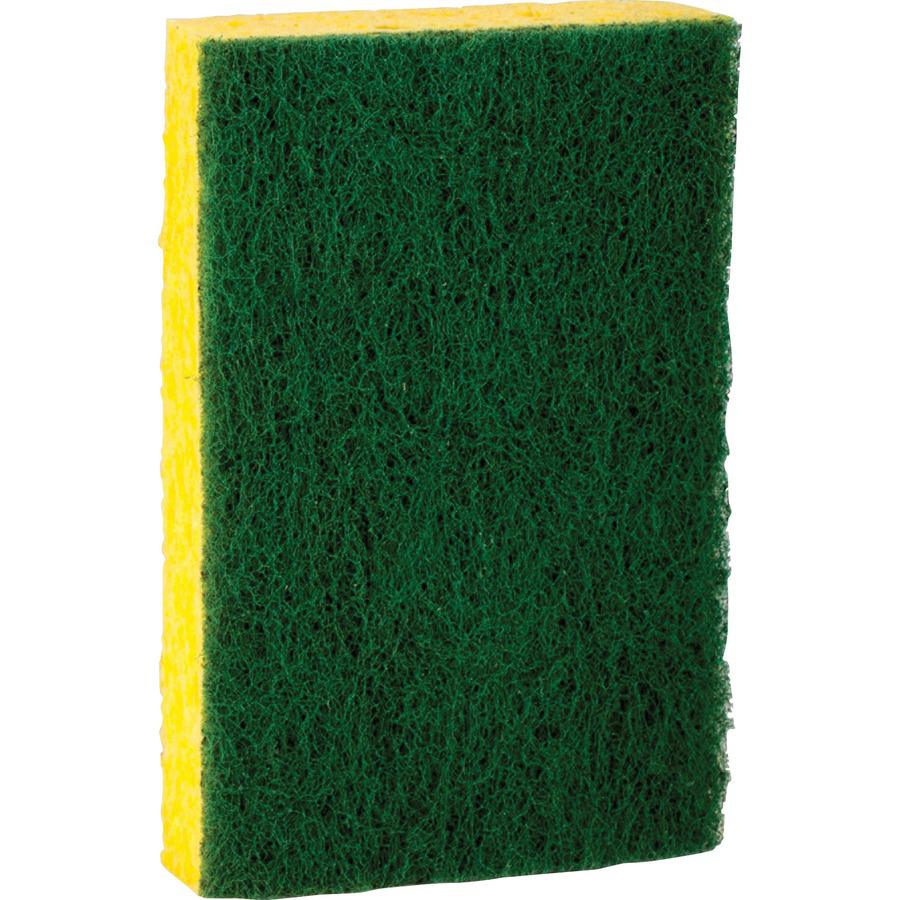 Scotch-Brite Heavy-Duty Scrub Sponges - 2.8" Height x 4.5" Width x 4.5" Length x 590 mil Thickness - 8/Carton - Yellow, Green. Picture 3