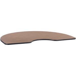 Lorell Medium Oak Kidney Shaped Activity Tabletop - High Pressure Laminate (HPL) Kidney-shaped, Medium Oak Top - 72" Table Top Width x 48" Table Top Depth x 1.13" Table Top Thickness. Picture 2
