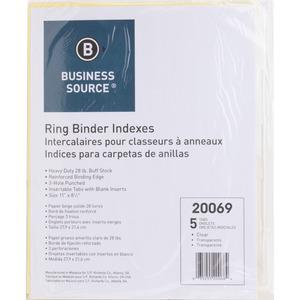 Business Source Buff Stock Ring Binder Indexes - 8 x Divider(s) - Blank Tab(s) - 8 Tab(s)/Set1.25" Tab Width - 8.5" Divider Width x 11" Divider Length - Letter - 3 Hole Punched - Clear Buff Paper Divi. Picture 7