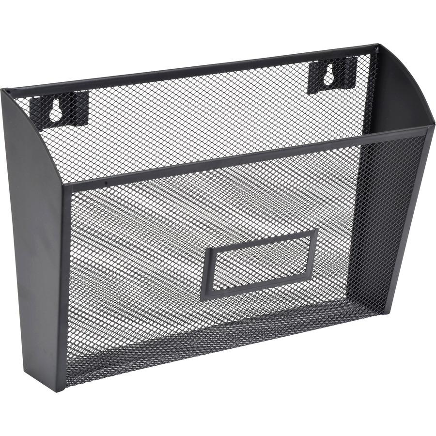 Lorell Mesh Wire Wall Pockets - 6.6" Height x 12.6" Width x 4.8" Depth - Black - 4 / Carton. Picture 4