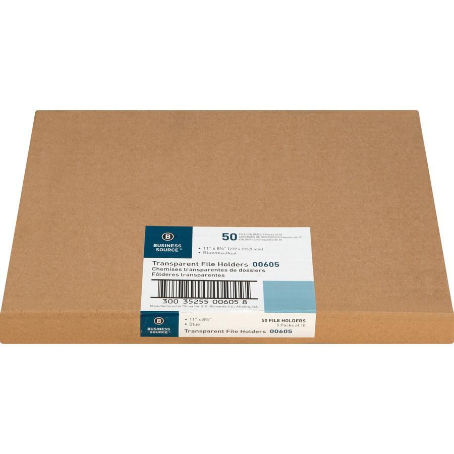 Business Source Letter File Sleeve - 8 1/2" x 11" - 20 Sheet Capacity - Blue - 50 / Box. Picture 4