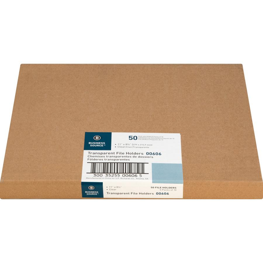 Business Source Letter File Sleeve - 8 1/2" x 11" - 20 Sheet Capacity - Clear - 50 / Box. Picture 4