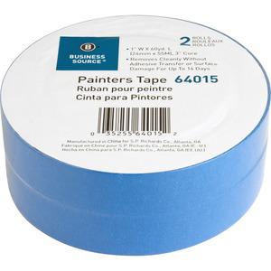 Business Source Multisurface Painter's Tape - 60 yd Length x 1" Width - 5.5 mil Thickness - 2 / Pack - Blue. Picture 9