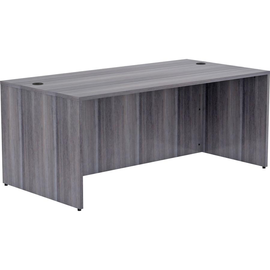 Lorell Weathered Charcoal Laminate Desking Desk Shell - 72" x 36" x 29.5" , 1" Top - Material: Polyvinyl Chloride (PVC) Edge - Finish: Laminate Top, Weathered Charcoal Top. Picture 4