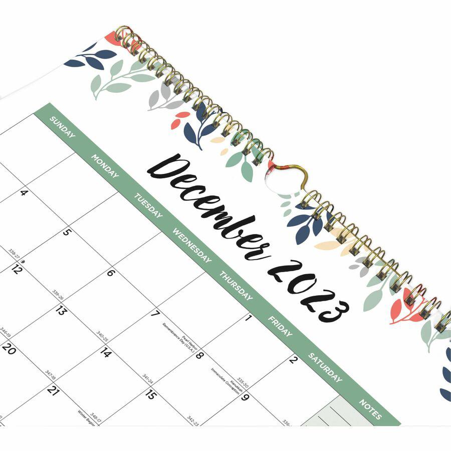 Blueline 3-Month Colorful Wall Calendar - Professional - Julian Dates - Monthly - 14 Month - December 2023 - January 2025 - 3 Month Single Page Layout - 12 1/4" x 27" Sheet Size - Twin Wire - Hook & L. Picture 4