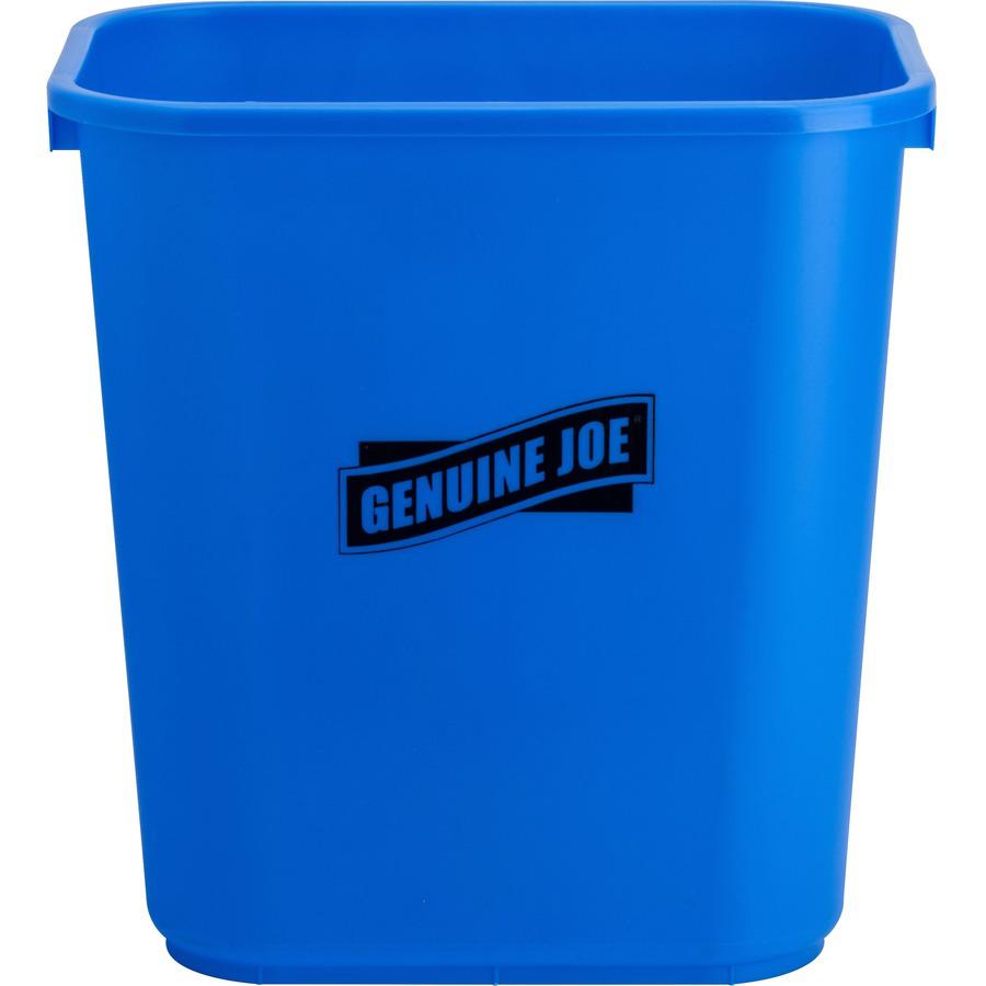 Genuine Joe 28-1/2 Quart Recycle Wastebasket - 7.13 gal Capacity - Rectangular - 15" Height x 14.5" Width x 10.5" Depth - Blue, White - 12 / Carton. Picture 11
