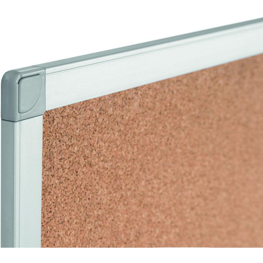 Bi-silque Ayda Cork Bulletin Board - 0.50" Height x 36" Width x 48" Depth - Cork Surface - Self-healing, Durable, Resilient, Heavy-gauge - Aluminum Frame - 1 Each. Picture 2
