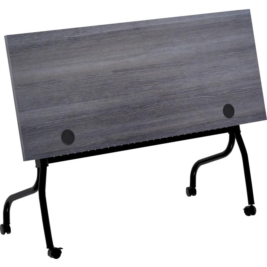 Lorell Flip Top Training Table - Charcoal Rectangle, Melamine Top - Black Four Leg Base - 4 Legs x 60" Table Top Width x 23.60" Table Top Depth - 29.50" Height - Melamine - 1 Each. Picture 11
