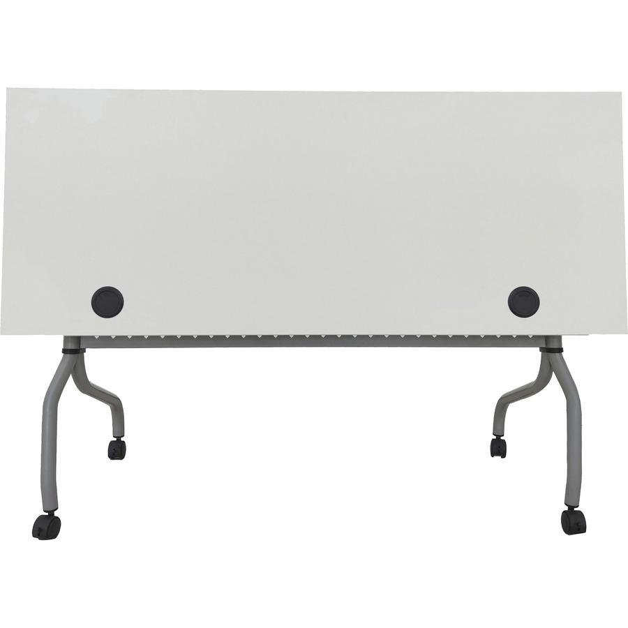 Lorell Flip Top Training Table - White Top - Silver Base - 4 Legs - 23.60" Table Top Length x 60" Table Top Width - 29.50" HeightAssembly Required - Melamine Top Material - 1 Each. Picture 11