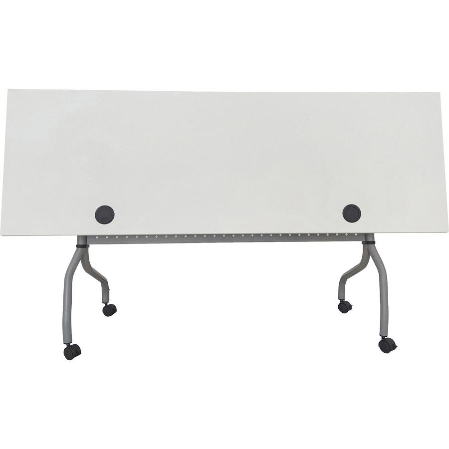 Lorell Flip Top Training Table - White Top - Silver Base - 4 Legs - 23.60" Table Top Length x 72" Table Top Width - 29.50" HeightAssembly Required - Melamine Top Material - 1 Each. Picture 11