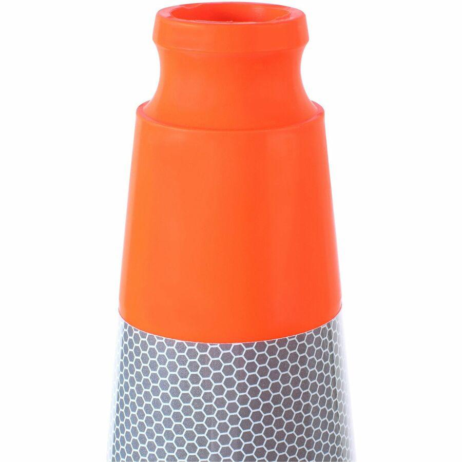 Tatco Slimline Traffic Cones - 1 Each - 10.8" Width x 28" Height x 10.8" Depth - Cone Shape - Reflective, Flexible, Long Lasting - Polyvinyl Chloride (PVC) - Orange, Silver. Picture 5