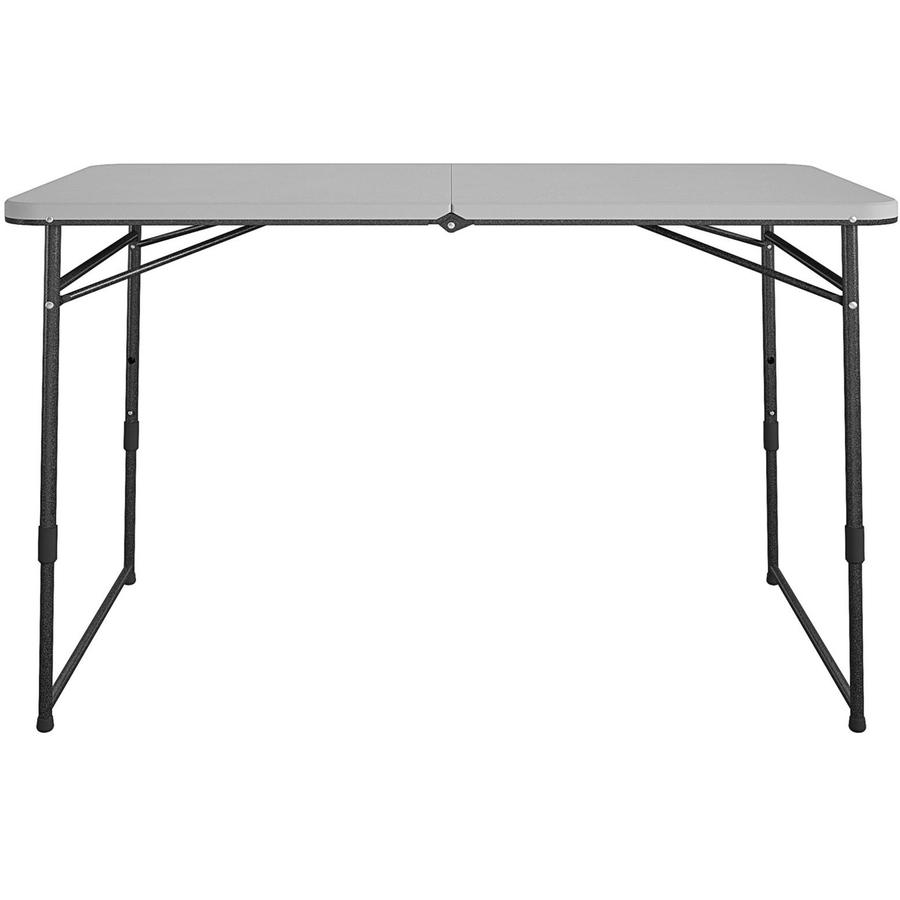 Cosco Fold Portable Indoor/Outdoor Utility Table - 200 lb Capacity - Adjustable Height - 48" Table Top Width x 24" Table Top Depth - 28" Height - Gray - Steel, Resin - 1 Each. Picture 8