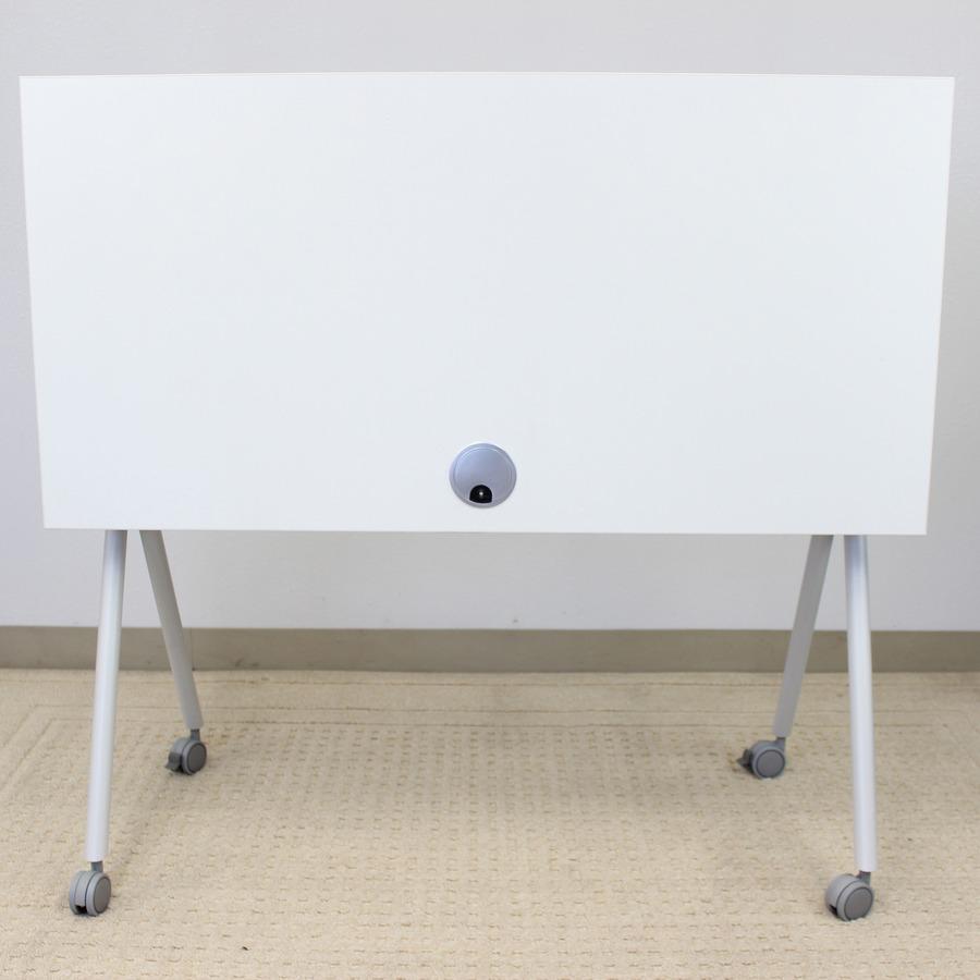 Boss Flip Top Training Table - White Laminate Rectangle Top - Four Leg Base - 4 Legs x 48" Table Top Width x 24" Table Top Depth - 29.50" Height - Wood Top Material. Picture 4