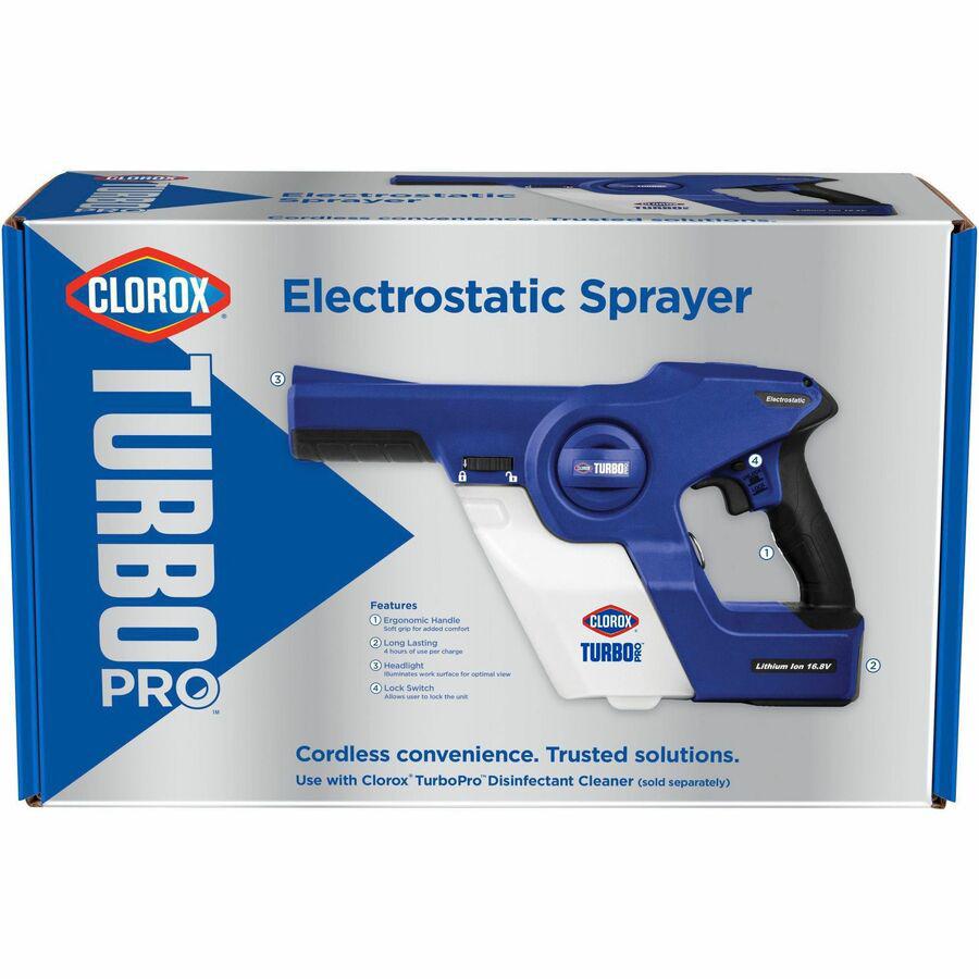 Clorox TurboPro Electrostatic Sprayer - Suitable For Disinfecting, Airport, Hotel, Laundry Room, Daycare, Office, Gym, Locker Room - Electrostatic, Handheld, Disinfectant, Lightweight - 1 Each - Blue. Picture 10