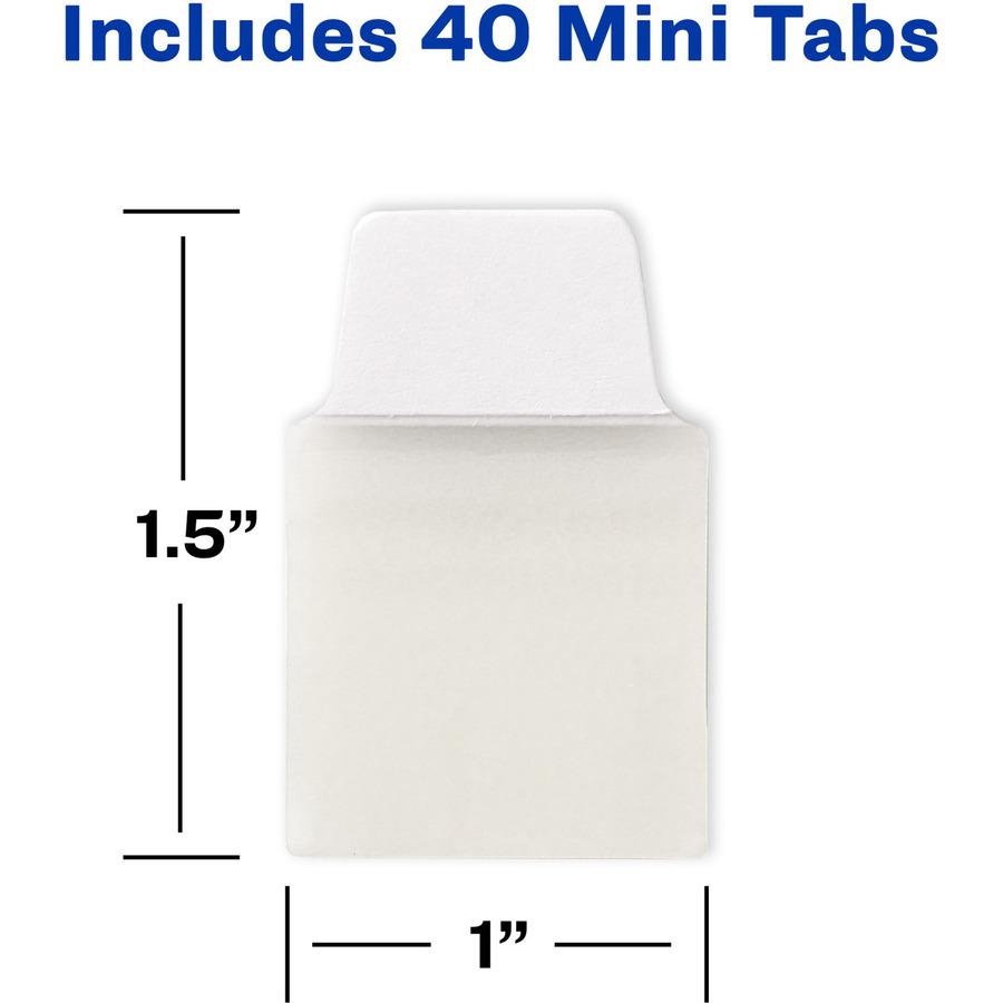 Avery&reg; Ultra Tabs Repositionable Mini Tabs - 40 Tab(s) - 10 Tab(s)/Set - Clear Film, White Paper Tab(s) - 4. Picture 4
