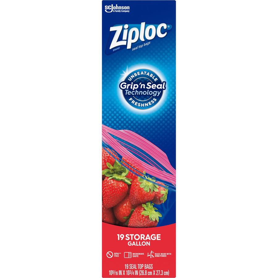 Ziploc&reg; Gallon Storage Bags - 1 gal Capacity - Sliding Closure - 19/Box - Storage, Food, Vegetables, Fruit, Cosmetics, Yarn, Poultry, Meat, Business Card, Map. Picture 5