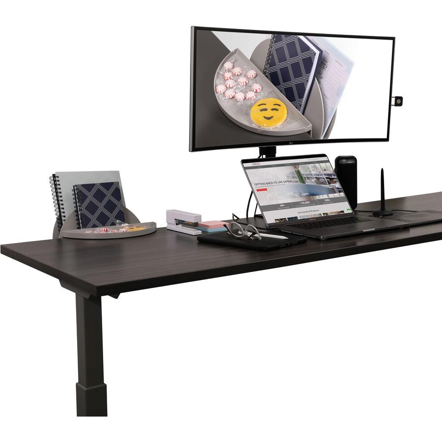 Deflecto Standing Desk Desk File Organizer Grey - 2 Tier(s) - 7.1" Height x 12" Width x 10" Depth - Portable, Spring Loaded, Built-in Pen Tray - Acrylonitrile Butadiene Styrene (ABS) - 1 Each. Picture 2