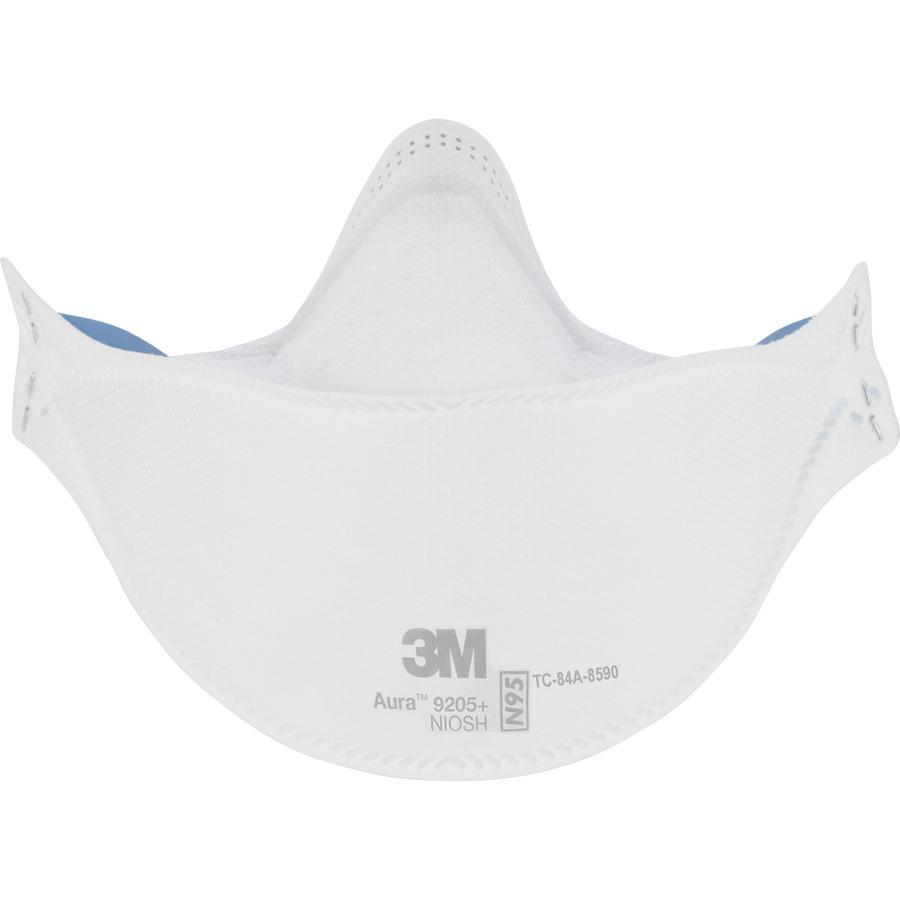 3M Aura N95 Particulate Respirator 9205 - Recommended for: Face - Lightweight, Soft, Comfortable, Adjustable Nose Clip, Disposable, Advanced Electret Media - Adult Size - Airborne Particle, Dust, Cont. Picture 8