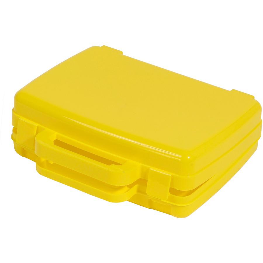 Deflecto Antimicrobial Storage Case Yellow - External Dimensions: 8.6" Width x 10.2" Depth x 2.7" Height - Snap-tight Closure - Plastic - Yellow - For Photo, Art/Craft Supplies. Picture 5