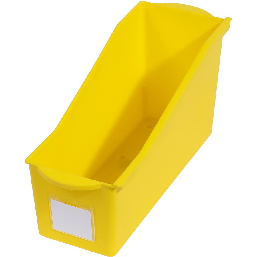 Deflecto Antimicrobial Kids Book Bin - 7.4" Height x 14.2" Width x 5.3" Depth - Antimicrobial, Lightweight, Portable, Mold Resistant, Mildew Resistant, Stackable, Handle - Yellow - Polypropylene - 1 E. Picture 5