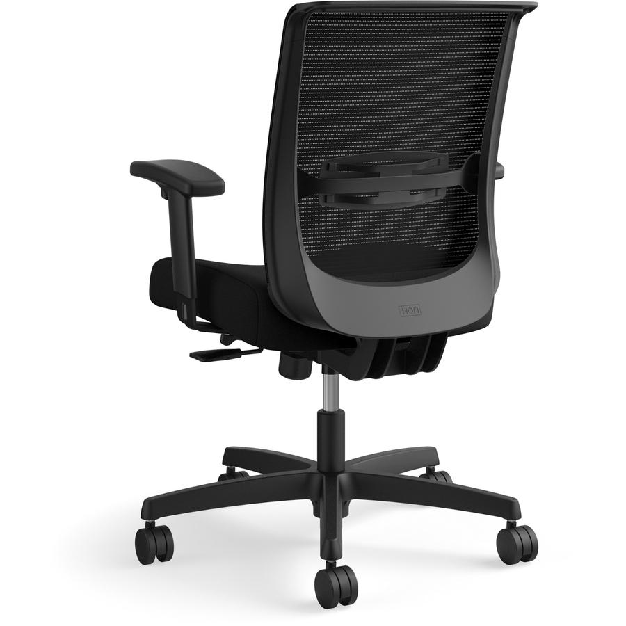 HON Convergence Synchro Tilt Task Chair - Black Fabric Seat - Black Back - Low Back - 5-star Base - Armrest - 1 Each. Picture 11