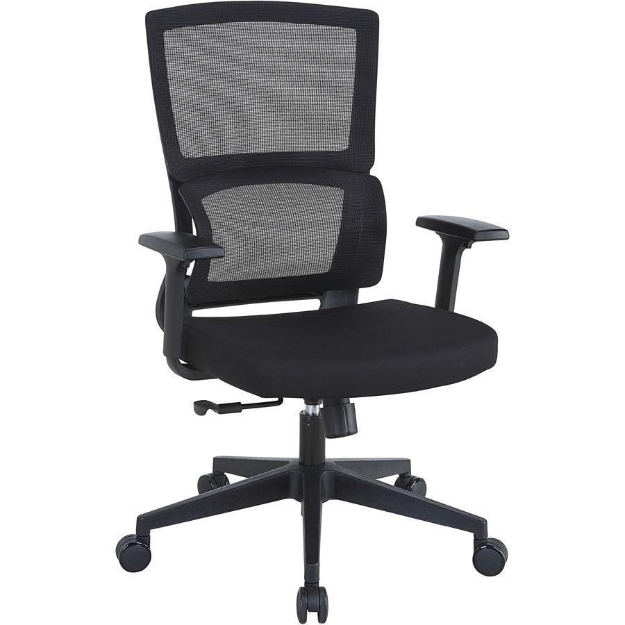 Lorell Mid-back Mesh Chair - Black Fabric Seat - Black Mesh Back - Mid Back - 5-star Base - Armrest - 1 Each. Picture 4