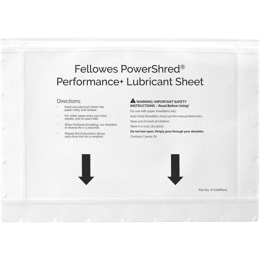 Fellowes Powershred Performance+ Lubricant Sheets - Dust Retention - White. Picture 10