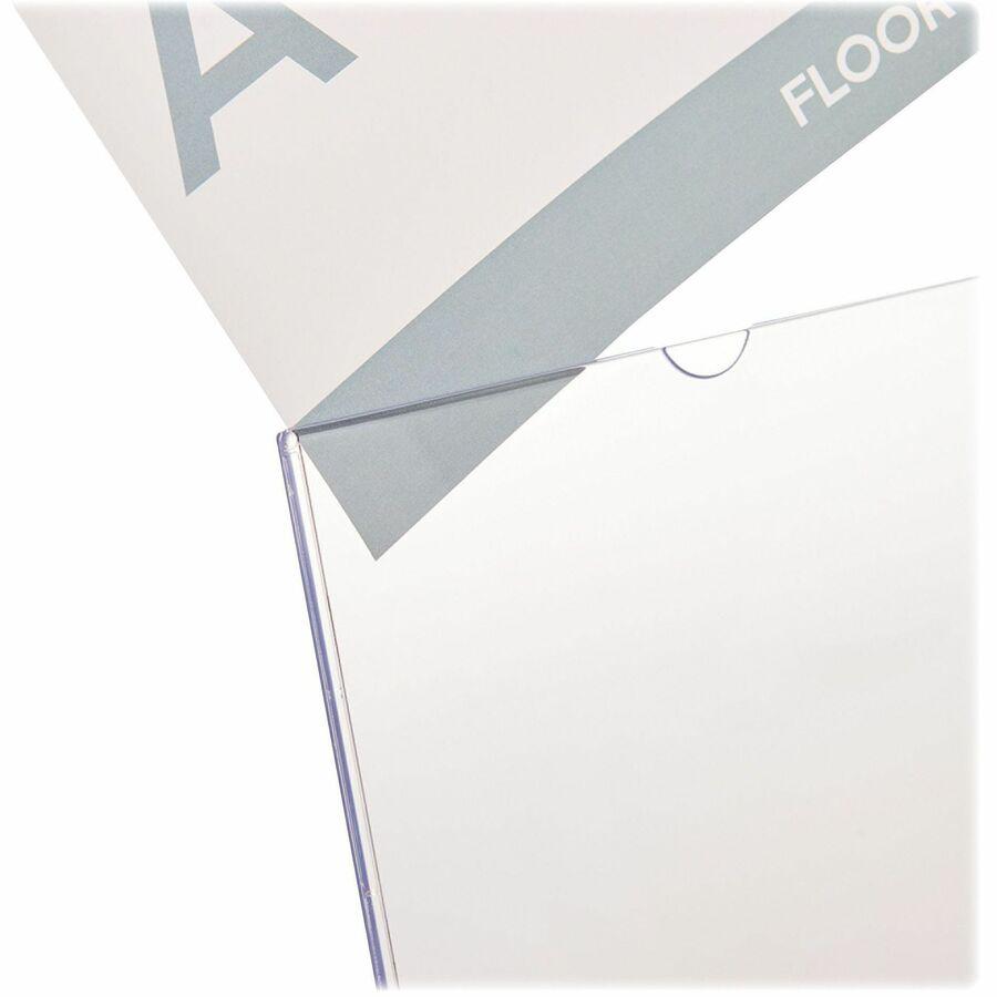 Deflecto Superior Image Slanted Sign Holders - 12 / Carton - 8.5" Width x 11" Height x 3.5" Depth - L-shaped Shape - Top Loading, Durable - Polystyrene - Clear. Picture 8