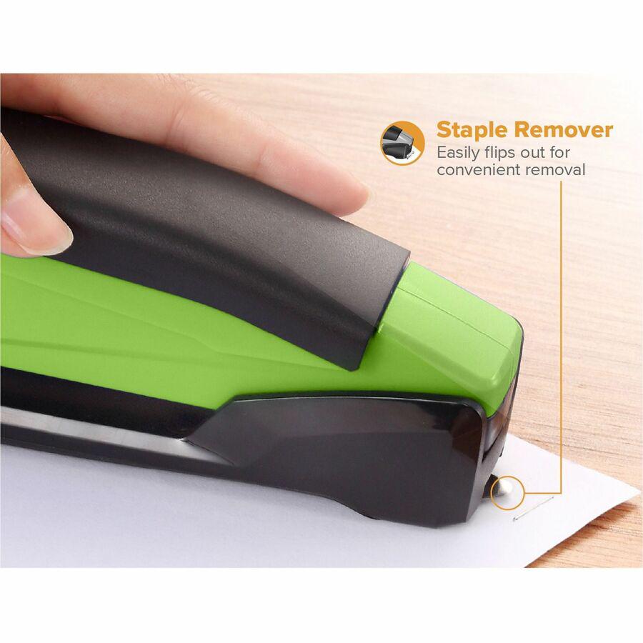 Bostitch InPower Spring-Powered Antimicrobial Desktop Stapler - 20 Sheets Capacity - 210 Staple Capacity - Full Strip - 1 Each - Green. Picture 12