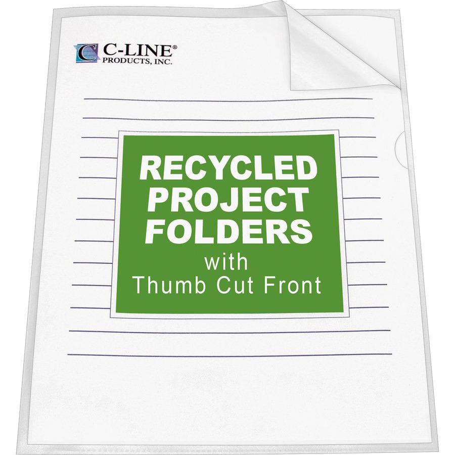 C-Line Recycled Poly Project Folders - Clear, Reduced Glare, 11 x 8-1/2, 25/BX, 62127. Picture 3
