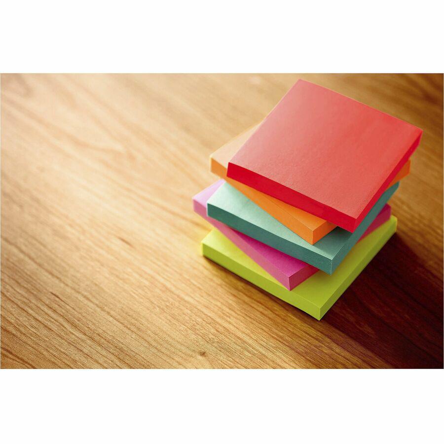 Post-it&reg; Pop-up Adhesive Note - 600 - 3" x 3" - Square - 100 Sheets per Pad - Unruled - Electric Blue, Limeade, Neon Orange, Neon Pink, Concord - Paper - Pop-up, Self-adhesive, Repositionable - 6 . Picture 8