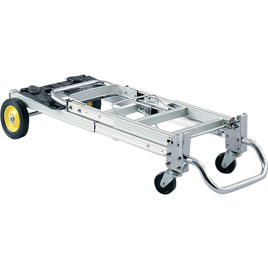 Safco HideAway Convertible Hand Truck - 400 lb Capacity - 4 Casters - 6" , 3" Caster Size - Aluminum - x 15.5" Width x 43" Depth x 36" Height - Silver - 1 Each. Picture 7