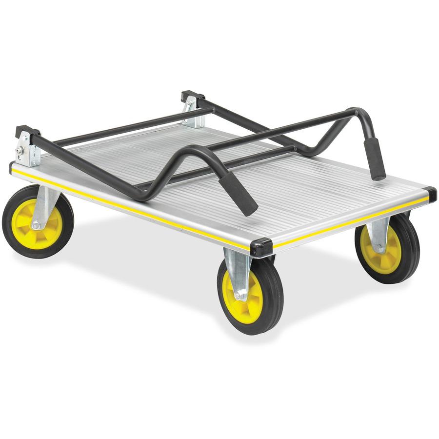 Safco Stow-Away Platform Hand Truck - Tubular Handle - 1000 lb Capacity - 4 Casters - 7" Caster Size - Aluminum - x 24" Width x 39" Depth x 40" Height - Aluminum Frame - Silver - 1 Each. Picture 6