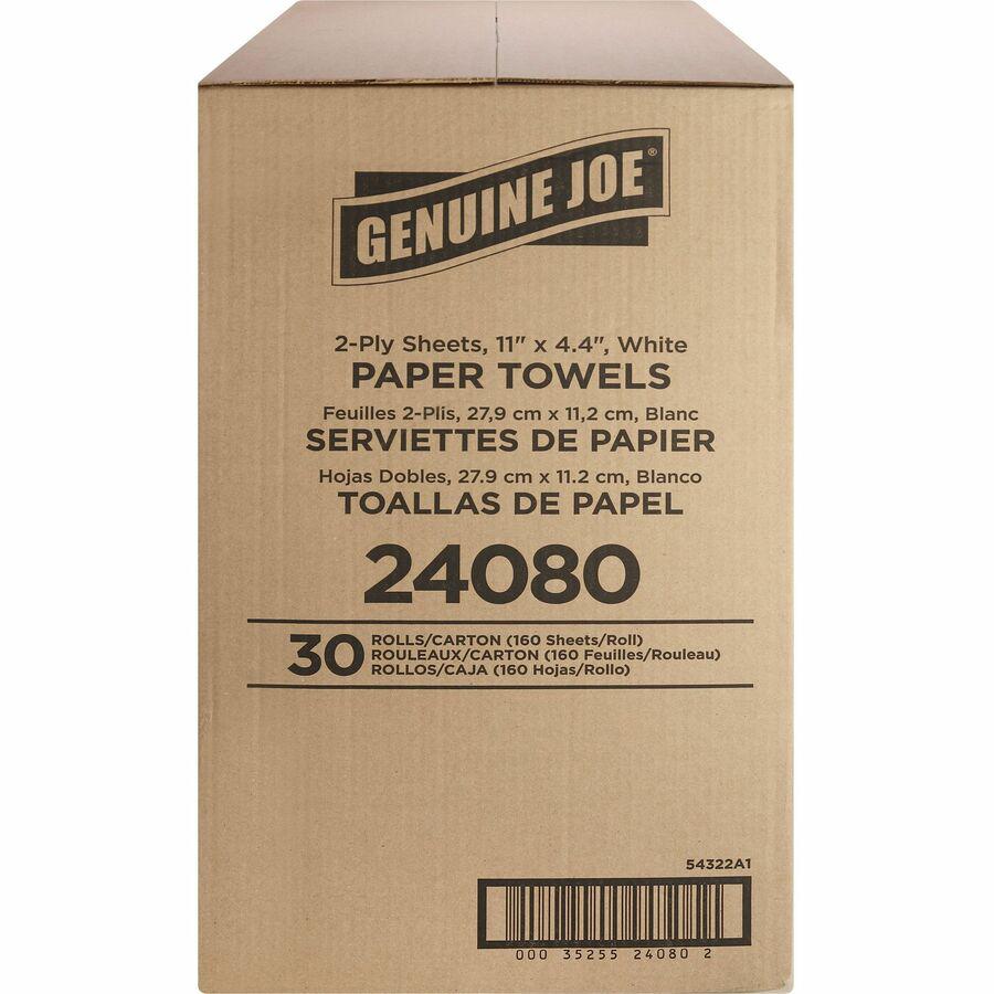 Genuine Joe Kitchen Roll Flexible Size Towels - 2 Ply - 1.63" Core - White - 30 / Carton. Picture 12