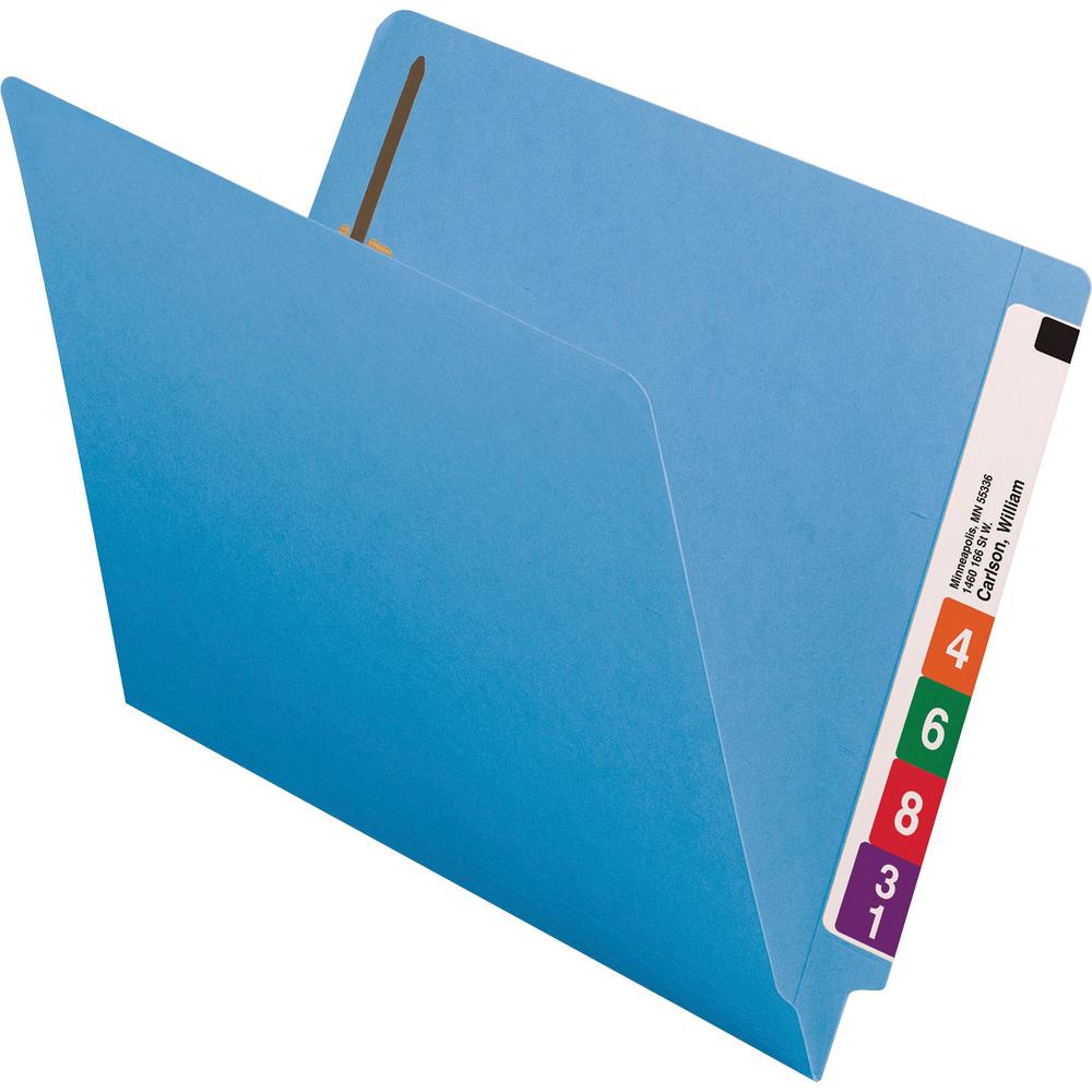 Smead Shelf-Master Straight Tab Cut Letter Recycled Fastener Folder - 8 1/2" x 11" - 3/4" Expansion - 2 x 2B Fastener(s) - 2" Fastener Capacity for Folder - End Tab Location - Blue - 10% Recycled - 50. Picture 8