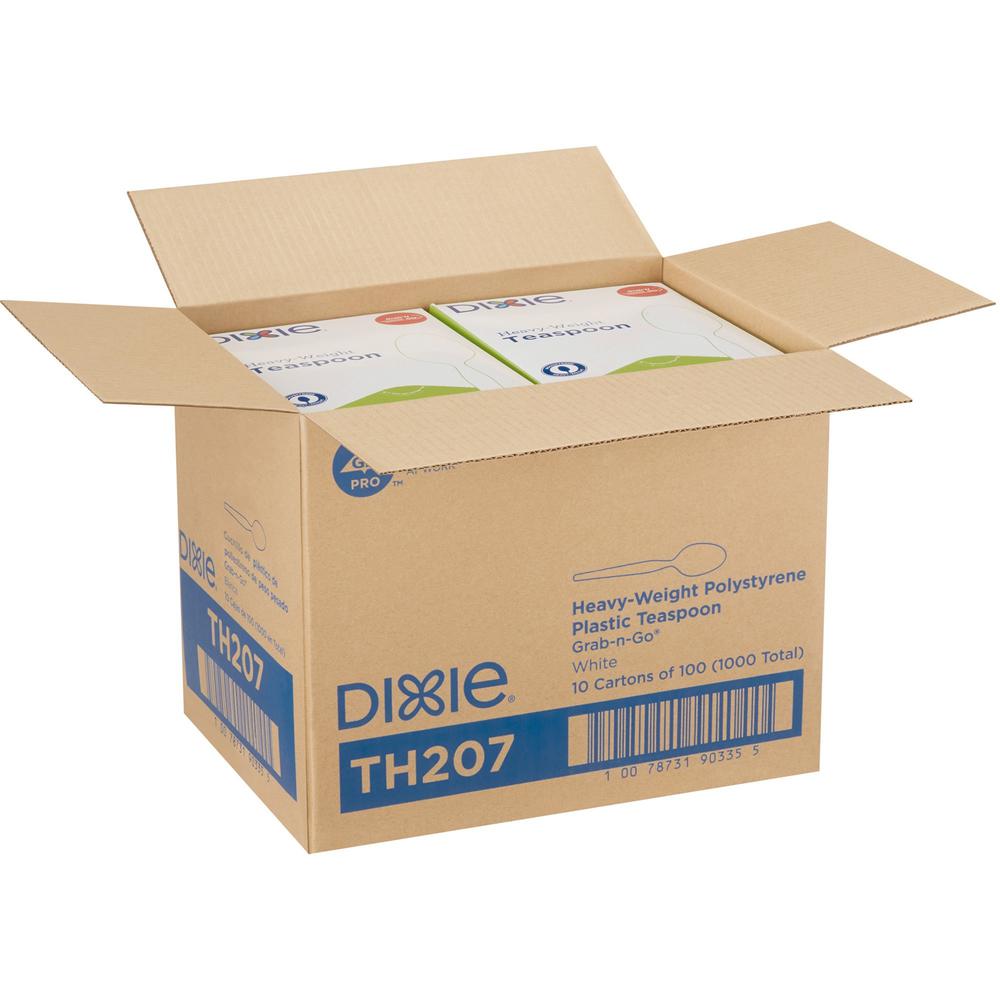 Dixie Heavyweight Disposable Teaspoons Grab-N-Go by GP Pro - 100/Box - Teaspoon - 100 x Teaspoon - Polystyrene - White. Picture 6