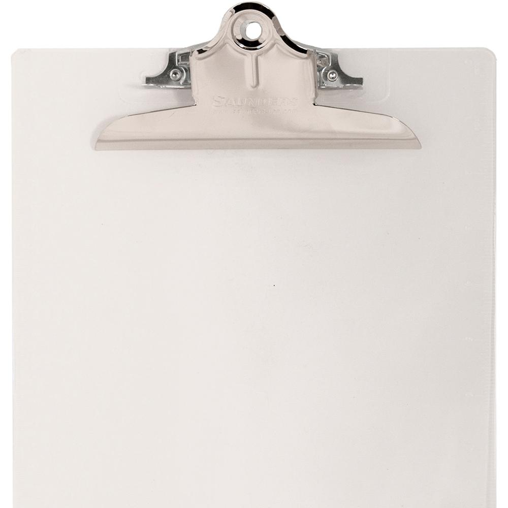 Saunders Transparent Clipboard with High Capacity Clip - 1" Clip Capacity - 8 1/2" x 11" - Plastic - Clear - 1 Each. Picture 3