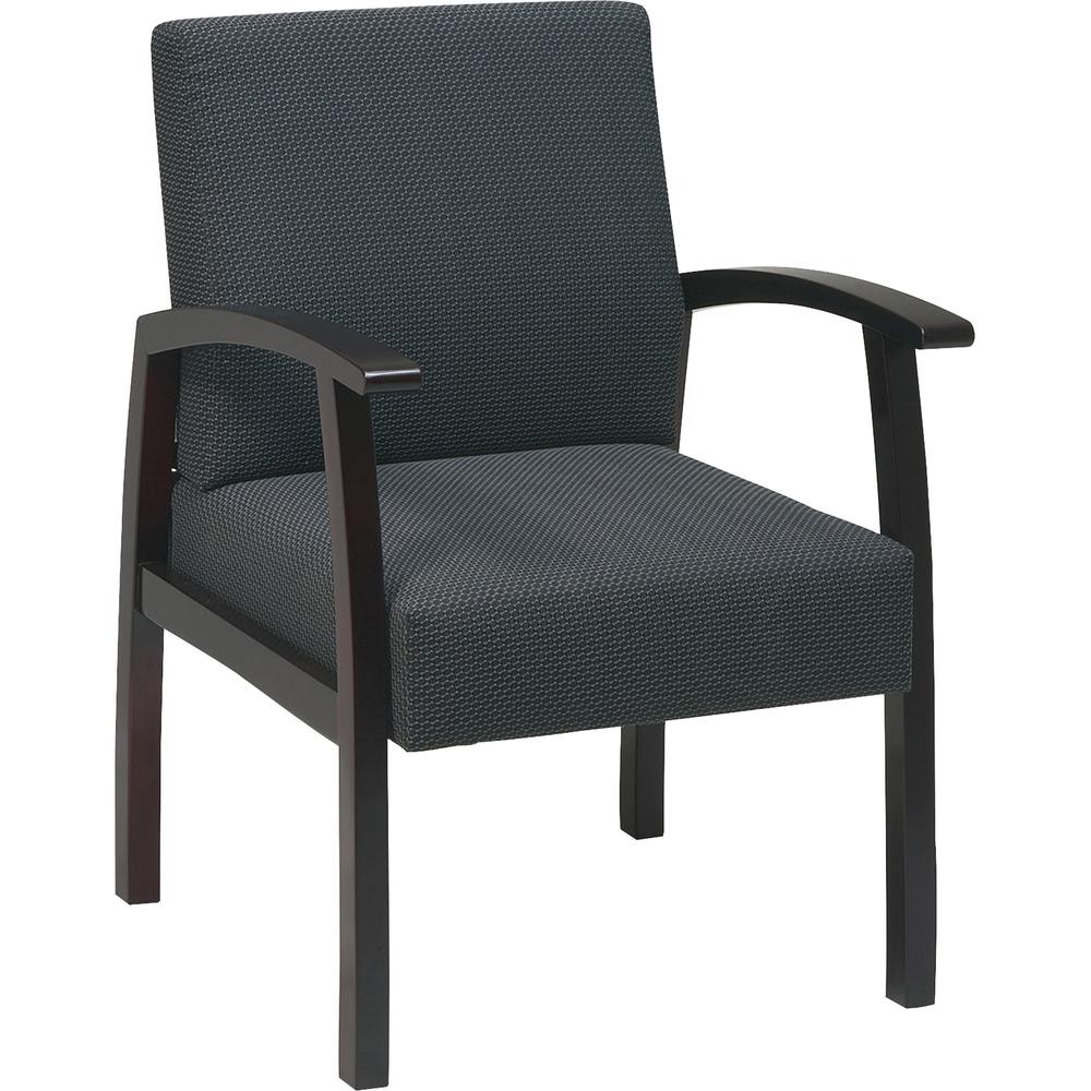 Lorell Thickly Padded Guest Chair - Mahogany Frame - Four-legged Base - Charcoal - 1 Each. Picture 3