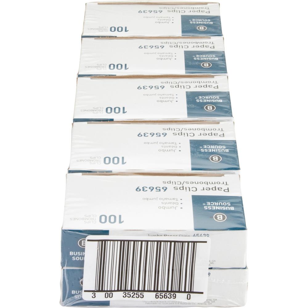 Business Source Paper Clips - Jumbo - 1000 / Pack - Silver - Steel. Picture 2