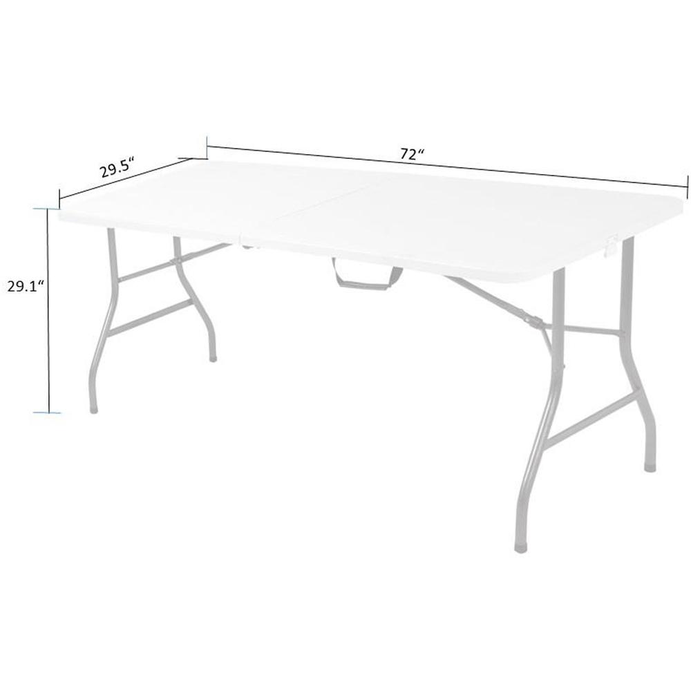 Cosco 6 foot Centerfold Blow Molded Folding Table - Rectangle Top - Folding Base - 29.63" Table Top Width x 72" Table Top Depth - 29.25" Height - White - 1 Each. Picture 12