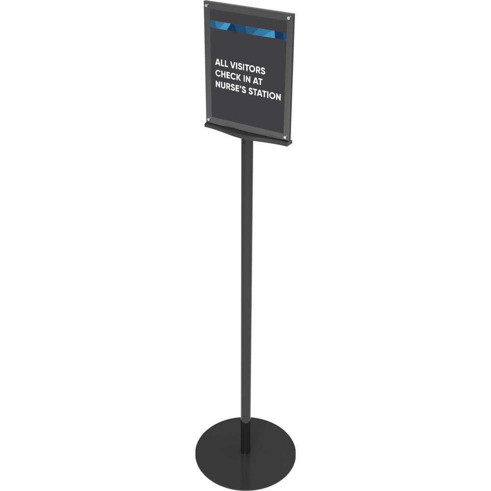 Deflecto Double-Sided Magnetic Sign Display - 1 Each - 13" Width x 56" Height x 12.9" Depth - 8.50" Holding Width x 11" Holding Height - Magnetic - Metal, Plastic - Indoor - Black. Picture 3
