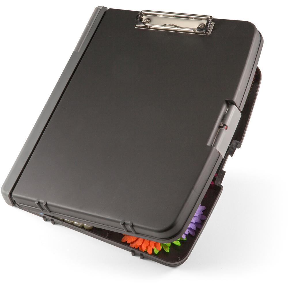 Officemate Triple File Clipboard Storage Box, Recycled - 8 1/2" x 11" - Spring Clip - Black - 1 Each. Picture 5