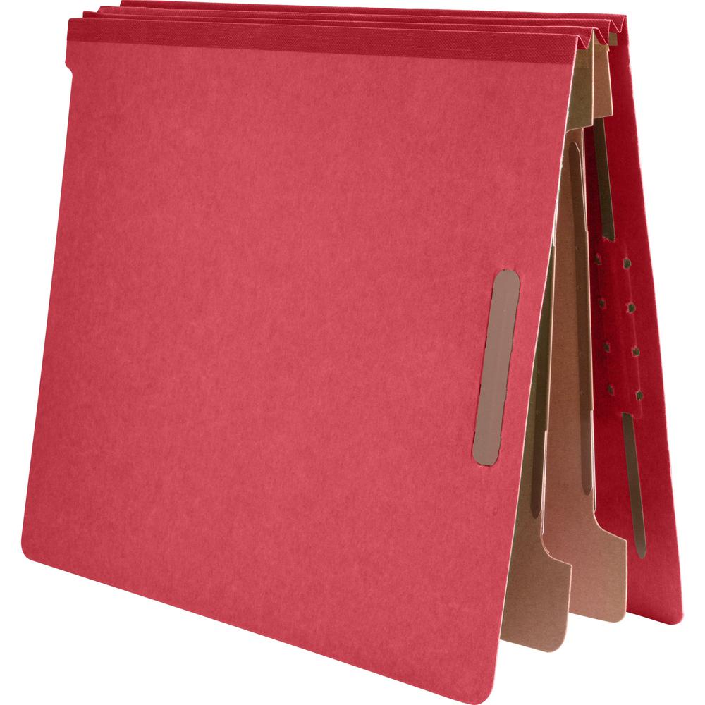 Nature Saver Letter Recycled Classification Folder - 8 1/2" x 11" - End Tab Location - 2 Divider(s) - Fiberboard - Bright Red - 100% Recycled - 10 / Box. Picture 3